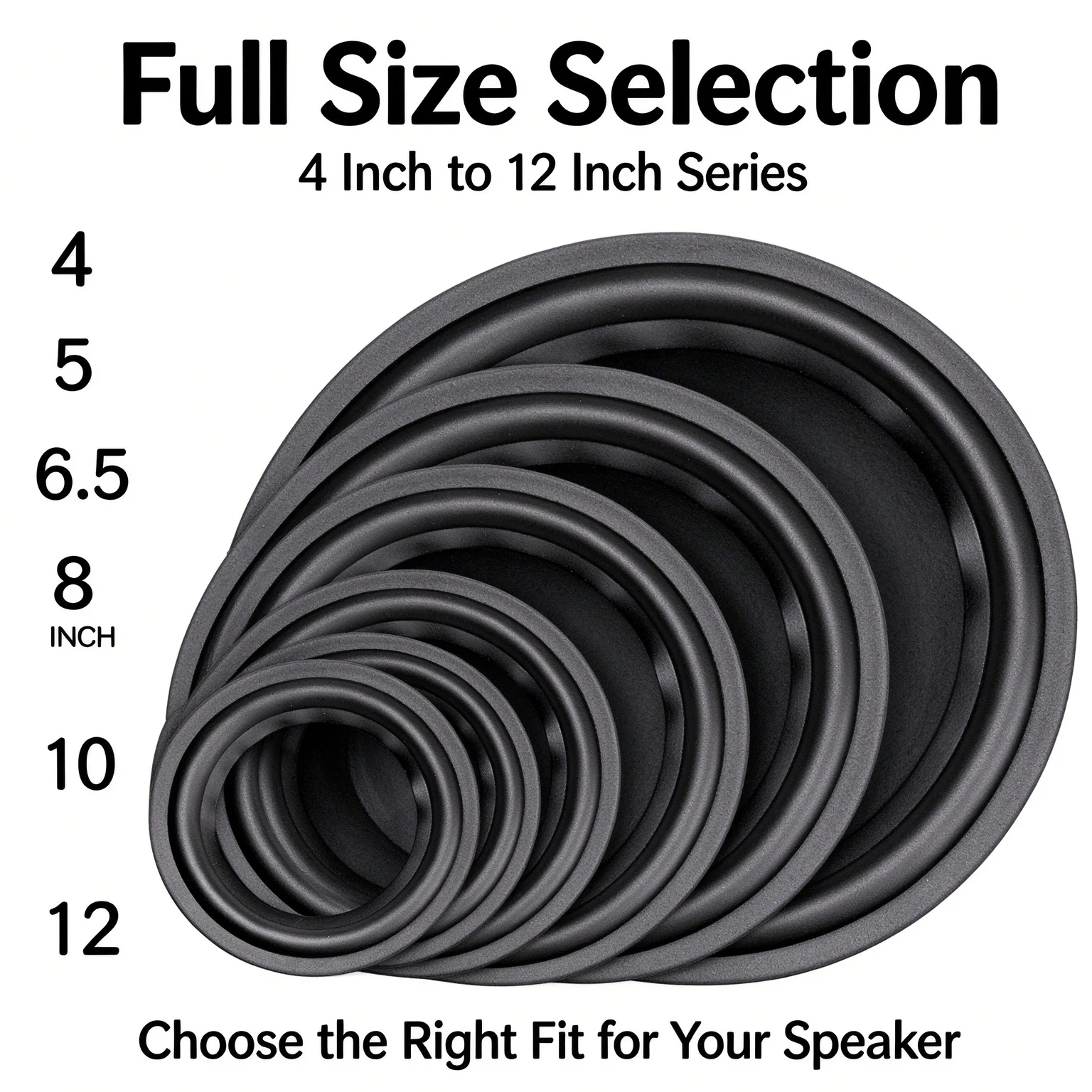 2-Pack Universal Speaker Rubber Surround Edge for Woofer Repair (4-12 inch)