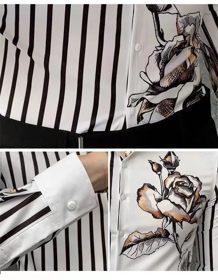 Man Long Sleeve Shirt Casual Shirt Autumn Vintage Printed