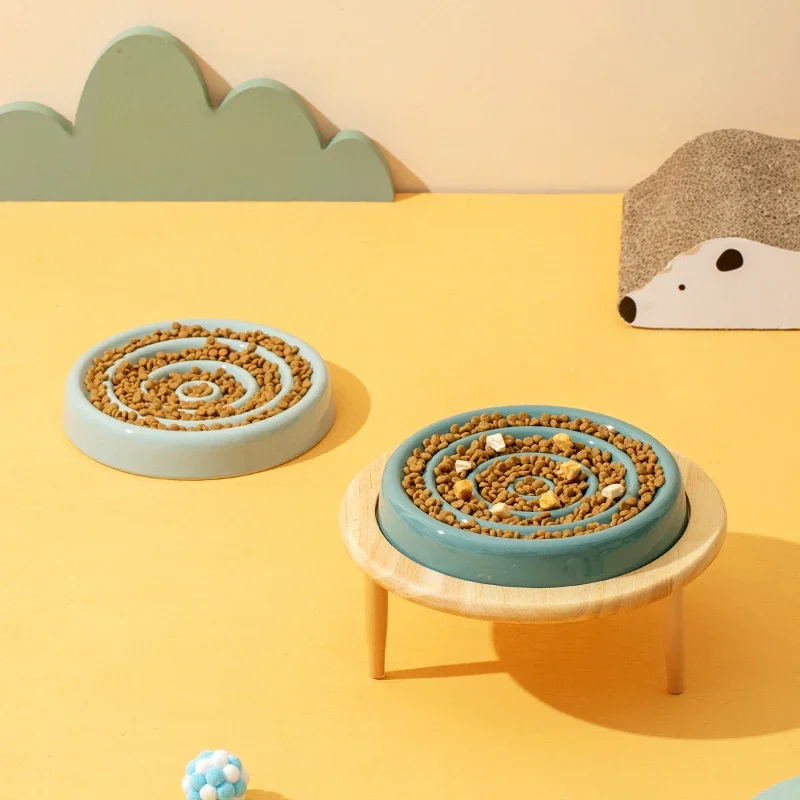 

Миска для медленного кормления для кошек, керамическая миска для мелких собак, миска для воды с подставкой для кормления питомцев и щенков