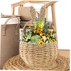 Rabbit Ears Basket Handwoven Round Easter Imitation Rattan Storage Gifts Paper Rope Sundries Holder Flower Basket 4
