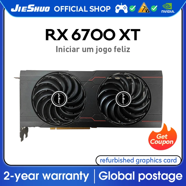 JIESHUO AMD RX 6700XT 12GB Gaming Graphics Card Desktop Computer Video Office KAS RVN CFX ETC Better Than RTX 3060 TI Gaming GPU 1