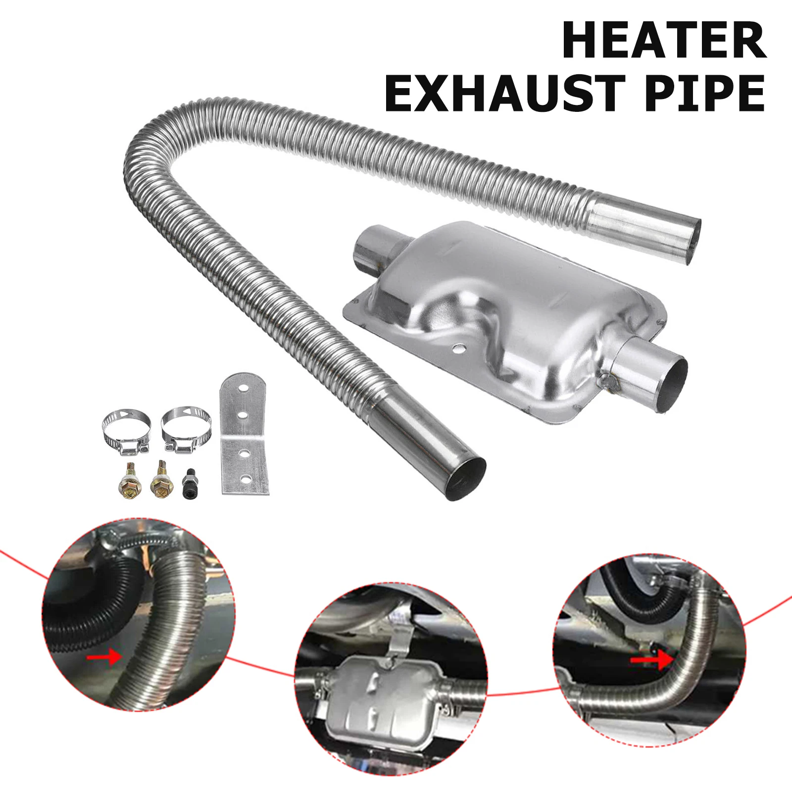 Parking Heater Stainless Steel Exhaust Pipe Flexible Car Exhaust Pipe, Also Suitable For Kitchen Drain (d: 2.5cm, 200cm)