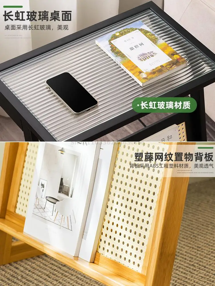 Side Table Small Coffee Table Bedside Sofa Side Cabinet Changhong Glass Square Tea Mini Corner