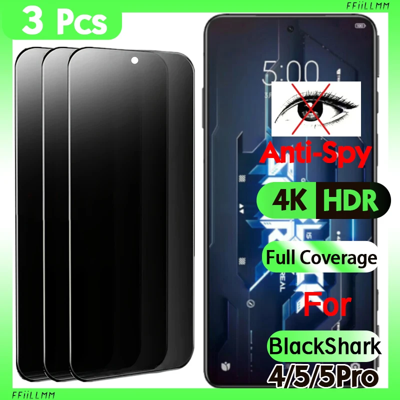 

3Pcs/lot Privacy Tempered Glass Screen Protector For Xiaomi BlackShark 4 5 4S Pro Anti-spy Glass Privacy Film For BlackShark 5RS