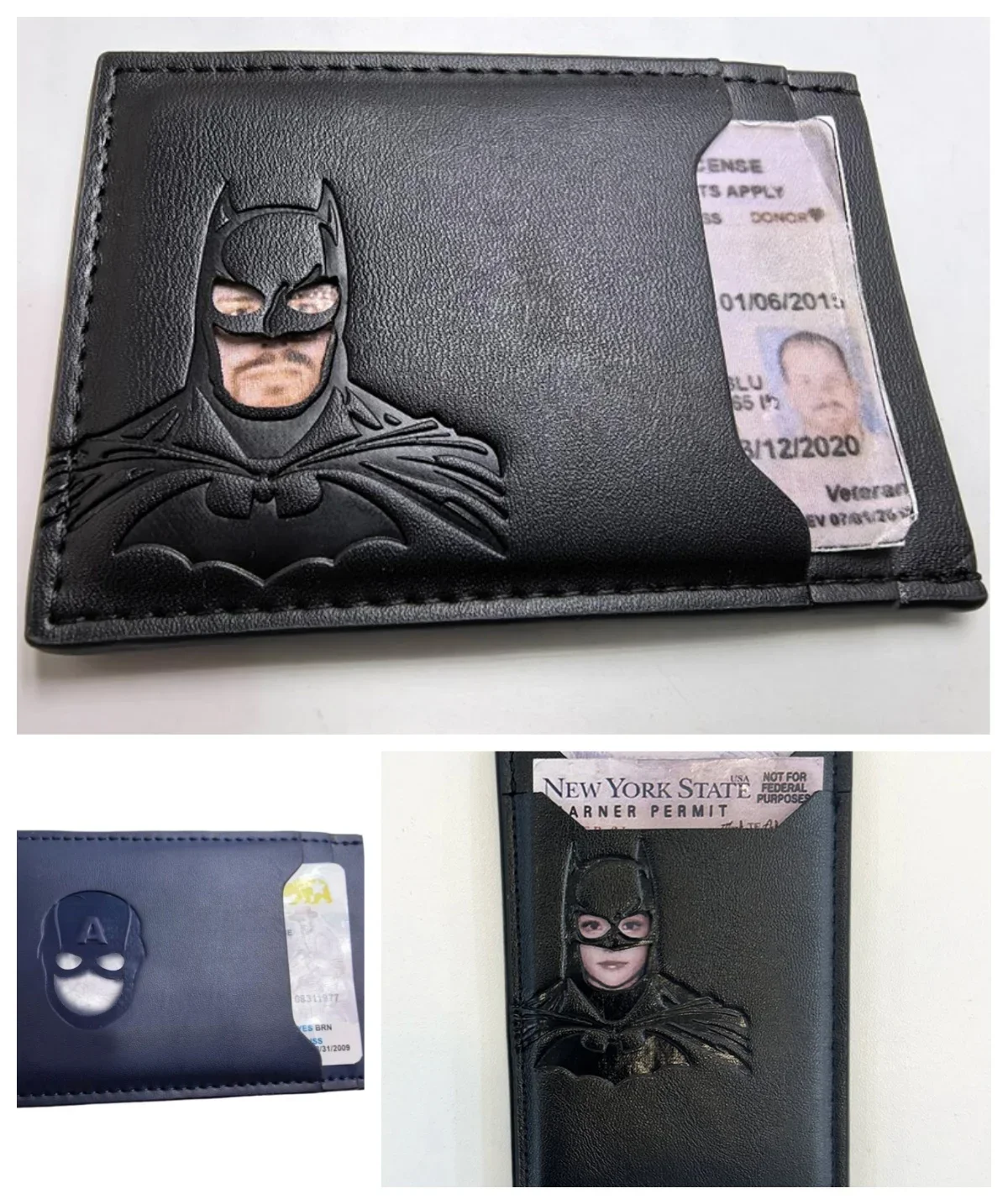 Leather Bat Wallet Personalized Superhero Mask Card Holder Bat ID Heroic Wallet Gift 2026 - 2