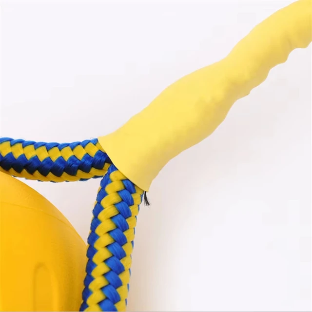 1pc Teeth Indestructible Bite Rubber Puppy Funny Training Ball Chew Toys Play Fetch Solid with Carrier Rope Pet Dog Toy 4