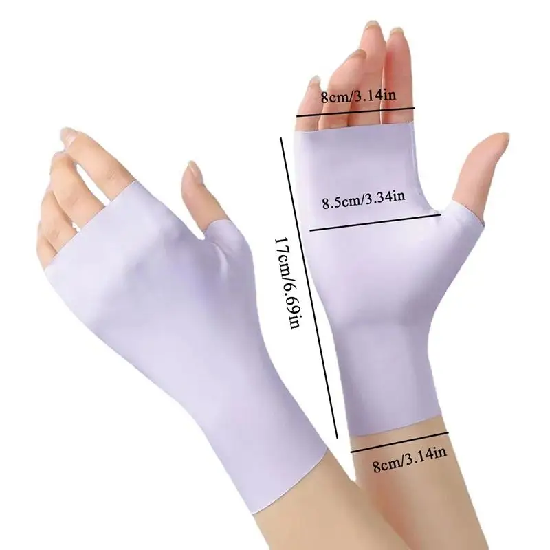 Pro Uv Protection Gloves For Nail Art Gel Nail Lamp Sunscreen Gloves Fingerless Hand Sun Care Thin Cool Ice Silk Silky Sun Glove