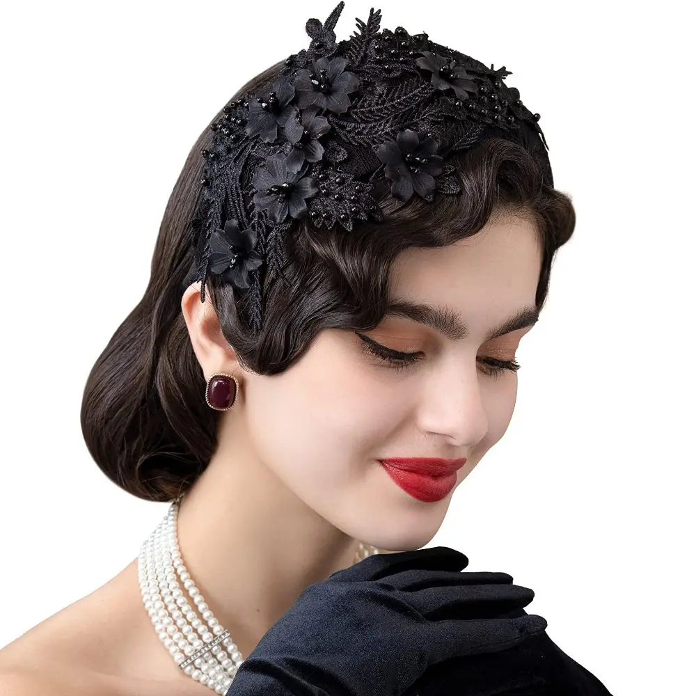 New Lace Fascinators Headband for Women Tea Party Hat Brides Birdcage Veil Headband 1920s 50s Accessories Church Hats Headwear 2