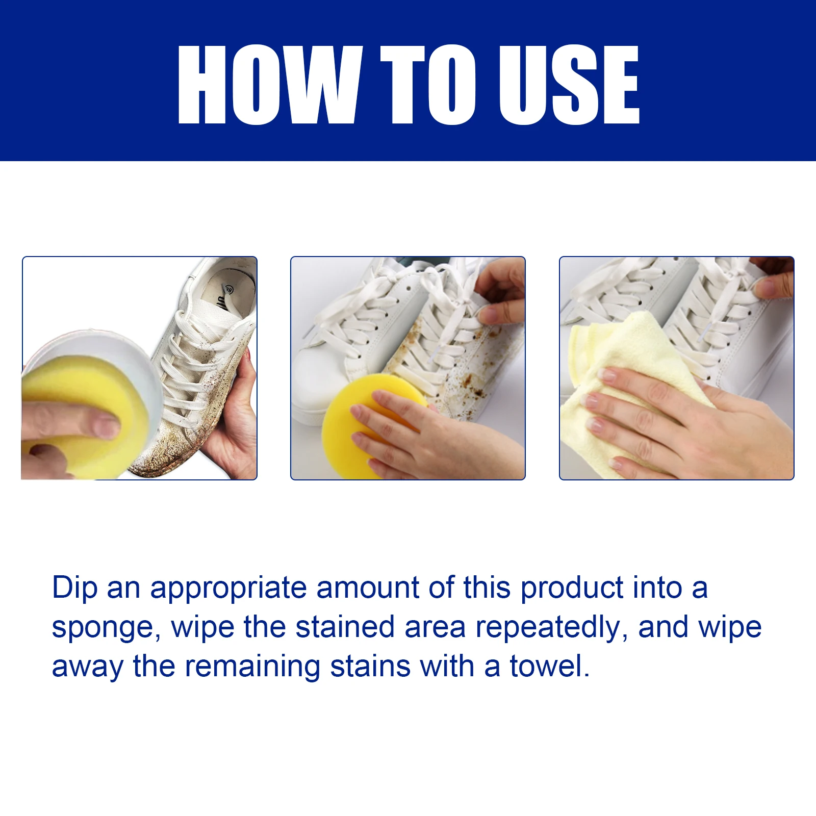 White Shoe Cleaning Stain Removal Cream with Sponge