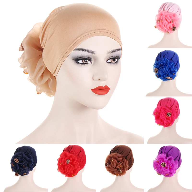 

Women Floral India Hat Flower Stretchy Beanie Turban Bonnet Chemo Cap For Cancer Patients Ladies Bandanas African Head Wrap