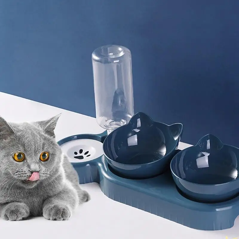 Pet Cat Bowl Automatic Feeder Water Dispenser Dog Cat Food Bowl with Drinking Raised Stand Double Dish Bowls for Cats Dogs Pet Pet Cat Bowl Automatic Feeder Water Dispenser Dog Cat Food Bowl with Drinking Raised Stand Double Dish Bowls for Cats Dogs Pet