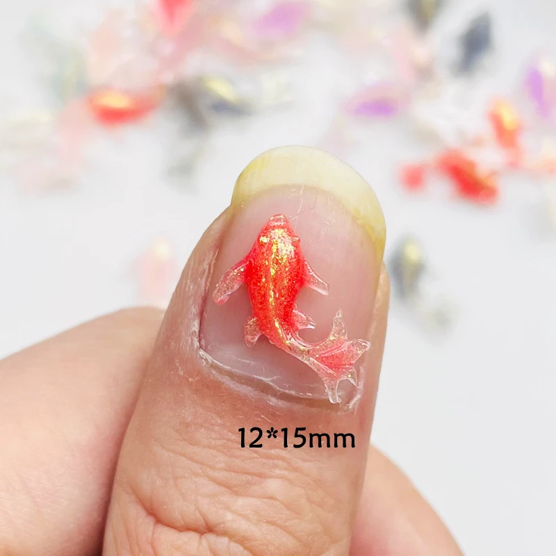 Cute Mini Shiny Cartoon Goldfish Resin Figurine Crafts Flatback Ornament Jewelry Making Hairwear Accessories 100 Pcs candy resin ornaments,resin jewelry accessories,resin embellishments,resin flower embellishments
