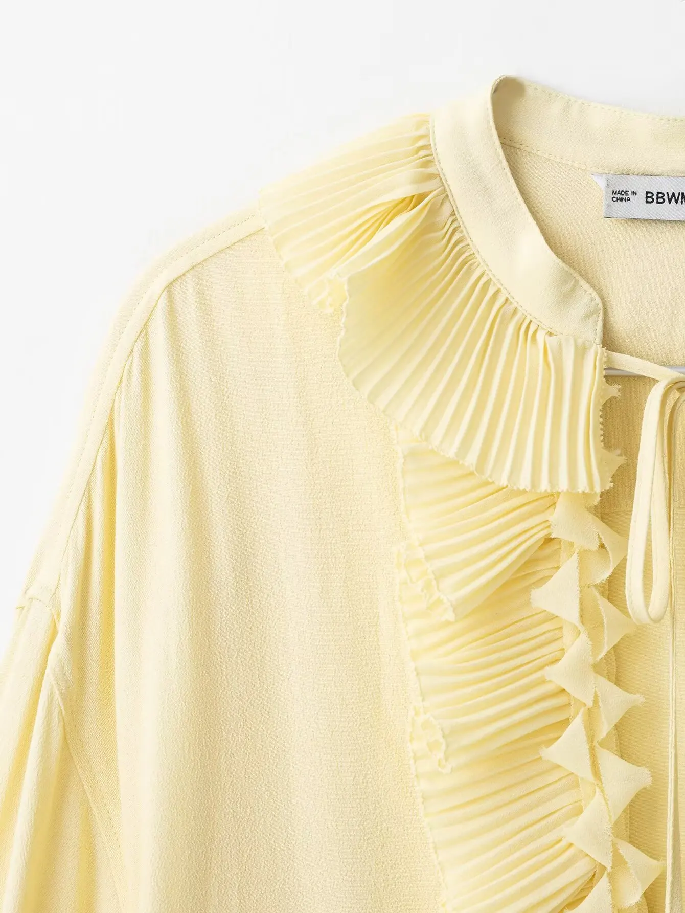 Description Picture 6 of itemTFMLN Women Ruffles Lace-up Shirts Skirt Set Casual Fashion Loose Long Sleeve V Neck Summer Blouse Midi Skirt Lady Holiday Suit