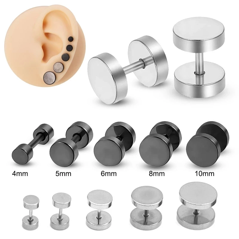 5 Pcs/10 Pcs Stainless Steel Ear Stud Earrings Punk Gothic Barbell