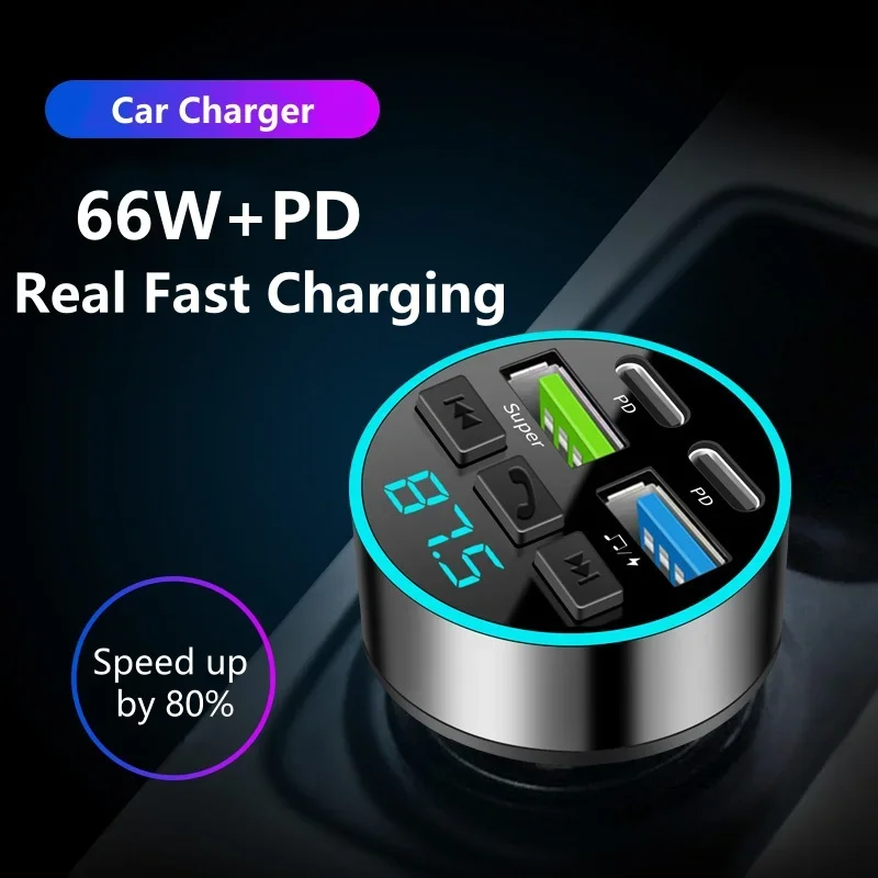 Universal Car Bluetooth Charger with Three Port Fast Charging