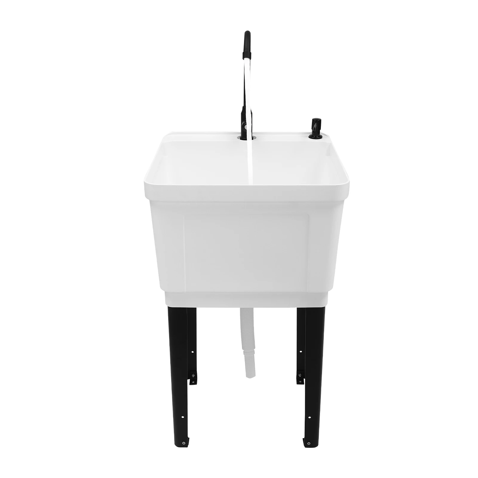 49*40.5*30cm White/black Freestanding Utility Sink with Zinc Alloy Finish 1-Handle Faucet 5