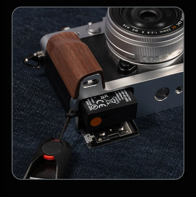 Roadfisher 카메라 우드 핸드 그립 핸들 알루미늄 합금 베이스 홀더 Fujifilm X-E5 Fuji XE5 용 L 모양 퀵 릴리스 보드