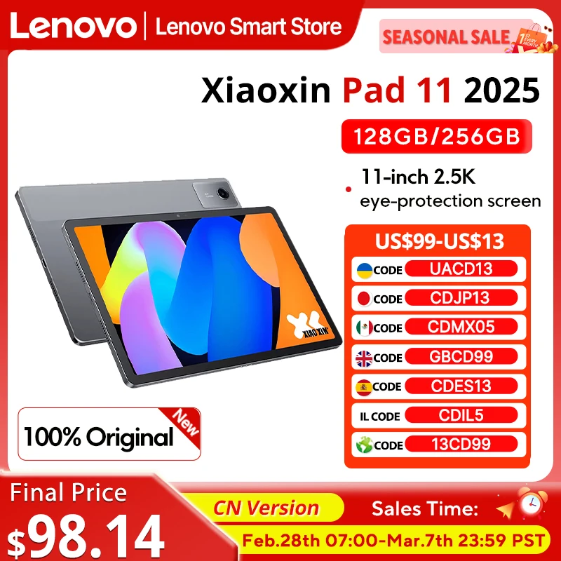 OriginalLenovoXiaoxinPad112025Tablet11"2.5KScreenMediaTekDimensity6300CNVersion7040mAhWIFIAndroidTabPCPad
