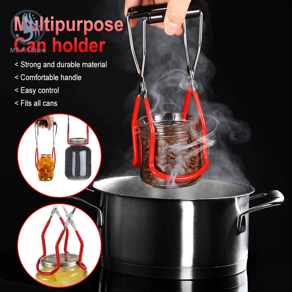 

Canning Jar Lifter with Grip Handle Can Lifter Tongs Stainless Steel Non-Slip Jar Clip Heat Resistance Anti-clip Mason Jar Clamp