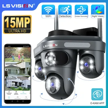 LS VISION 15MP Three Screens WiFi IP Camera Wireless Outdoor Three Lens PTZ 2-Way Audio Human Auto Tracking Surveillance Cameras 1
