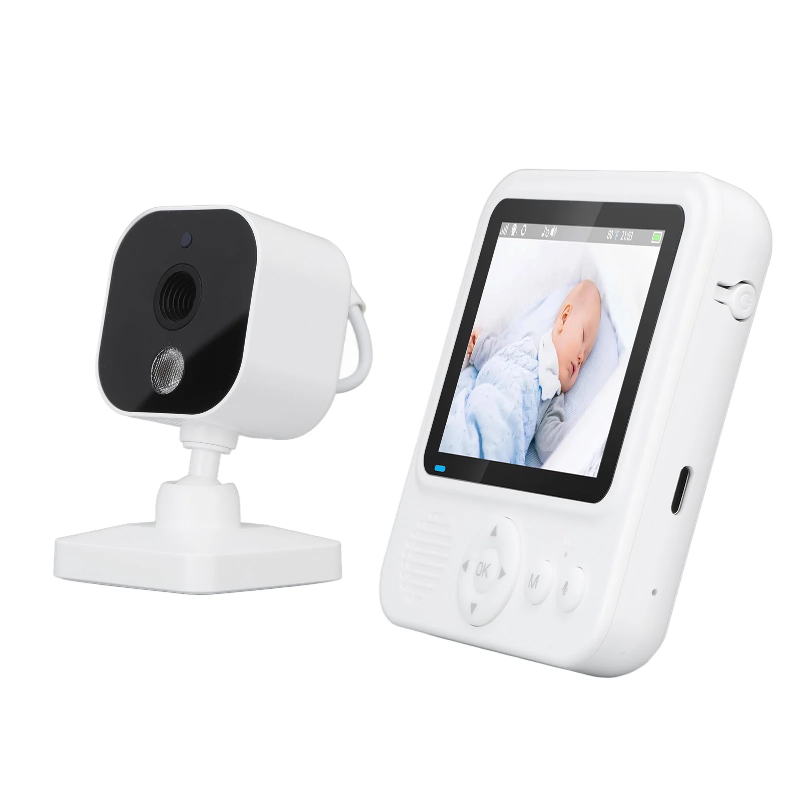 Cam Video Baby Monitor Smart Baby Monitor Temperature Monitoring Breastfeeding Timer Night 8 Lullabies for Feeding