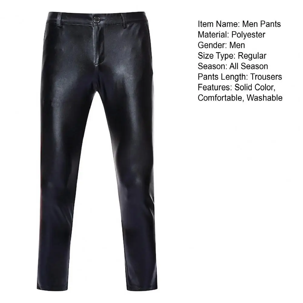Description Picture 4 of itemMen Trousers Solid Color Skinny Fit Elastic All-Match Comfortable Fashion Nightclub Party Dance Pants