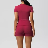 Workout Sportswear 2Pcs Piece Female Yoga Shirt Push Up Workout Clothes Women Outdoors Sport  High Waist  Fitness Sport Shorts - Image 6