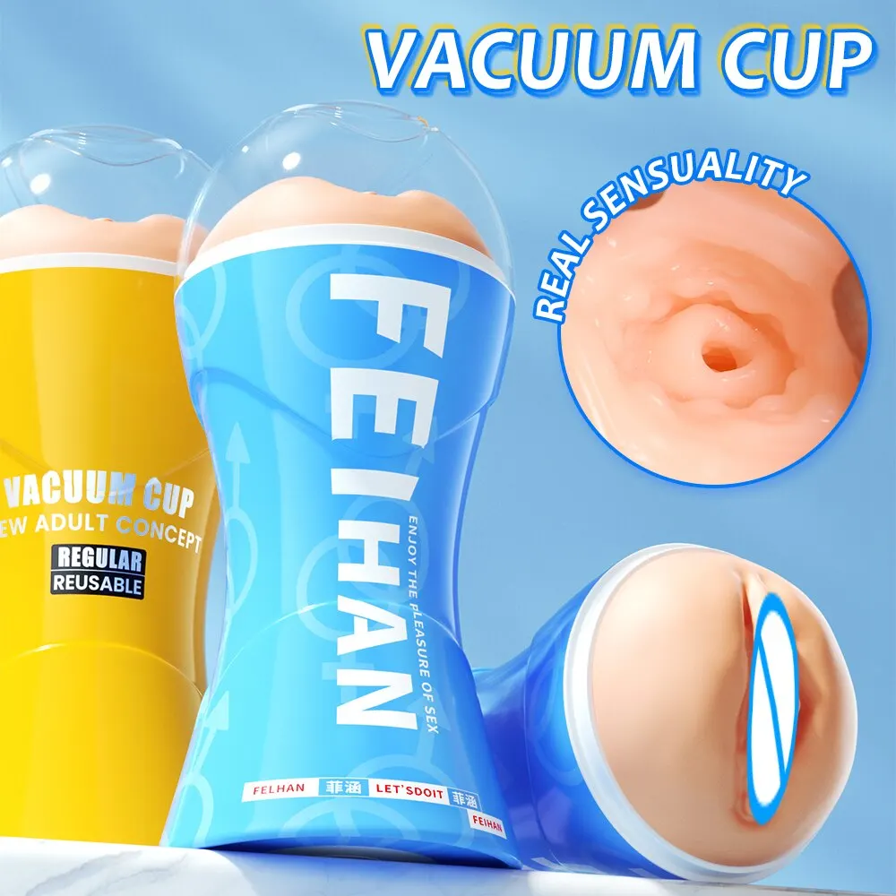 Male Masturbator Cup Vacuum Pressure Sucking Silicone Vagina Pussy Sex Toy for Men Pocket Blowjob Masturbation Adult Goods