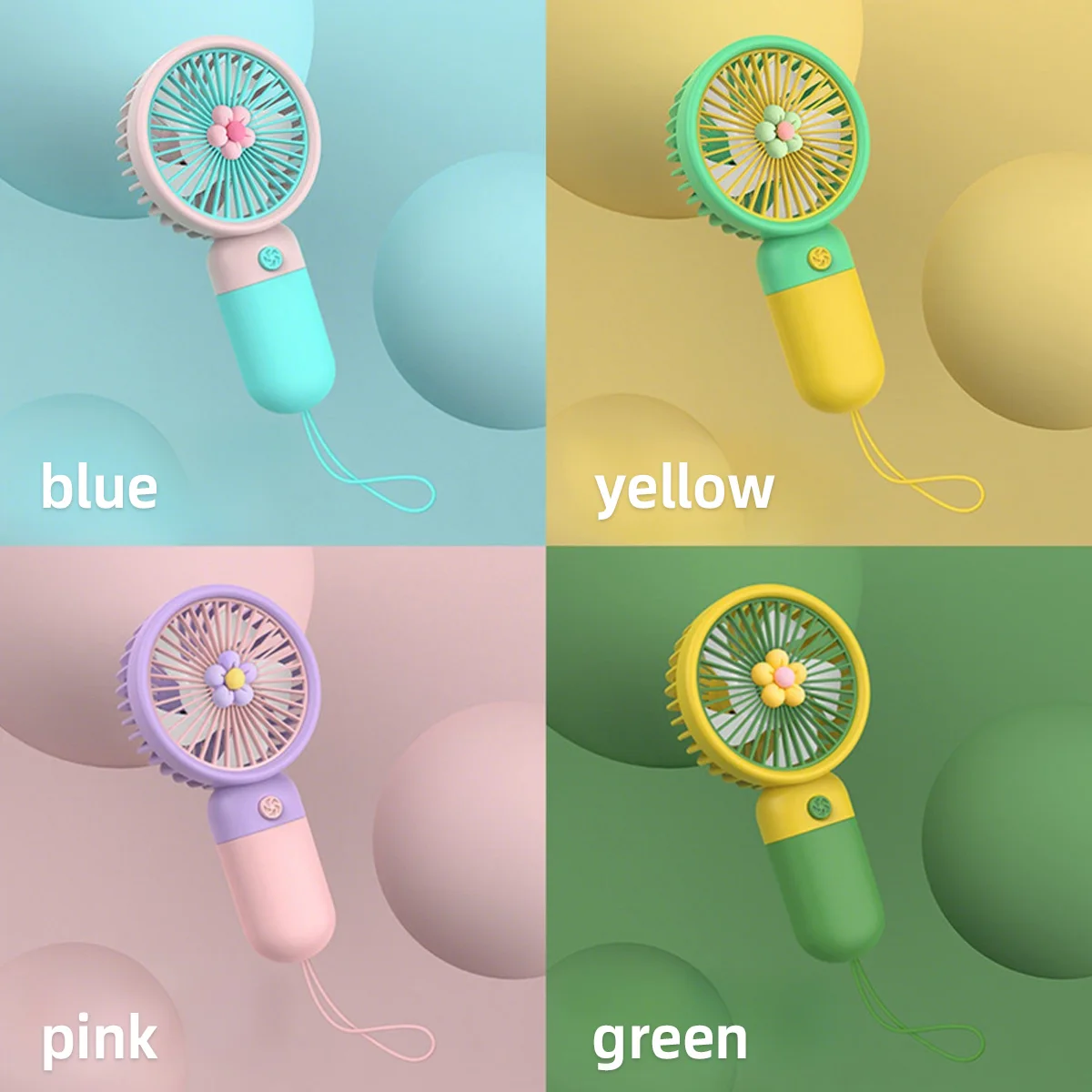 USB Rechargeable Mini Handheld Fan Summer Cartoon Cute Fruit Shape Multiple Styles Available Outdoor Portable Cooling Fan