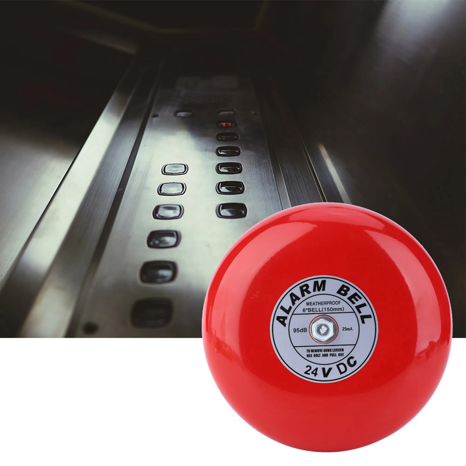 Alarm Bell Fire Alarm Bell CB‑6B 95dB Metal Electric Round School Home Factory Security