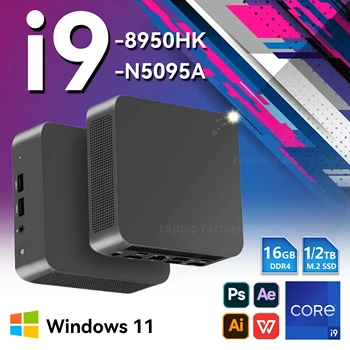 Windows 11 Pro Intel Core i9 8950HK N5095A Mini PC Computer 16GB 1TB 2TB 4K Gaming Computer WiFi6 USB Portable Mini Desktop PC