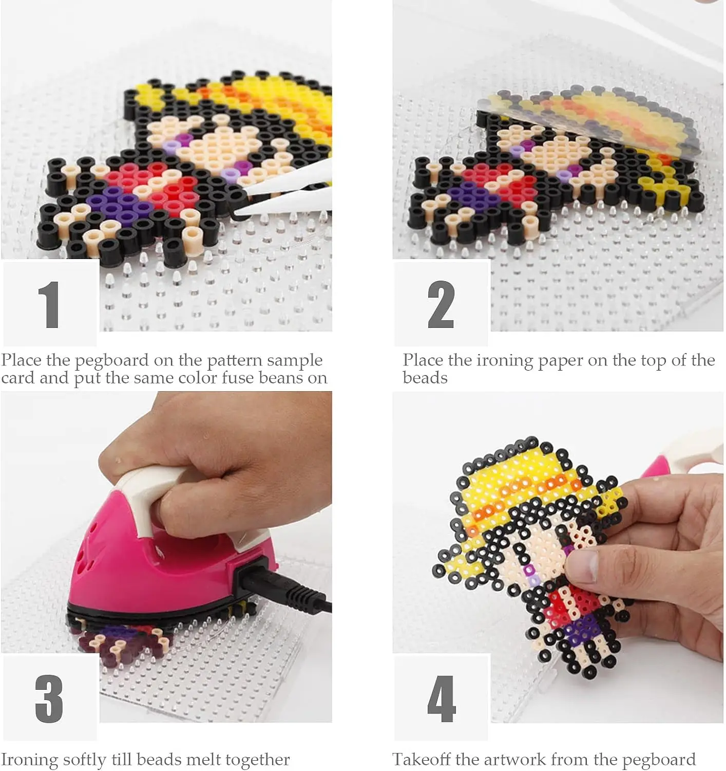 Large 5mm Fuse Beads Pegboard Kit for Kids DIY Craft Projects