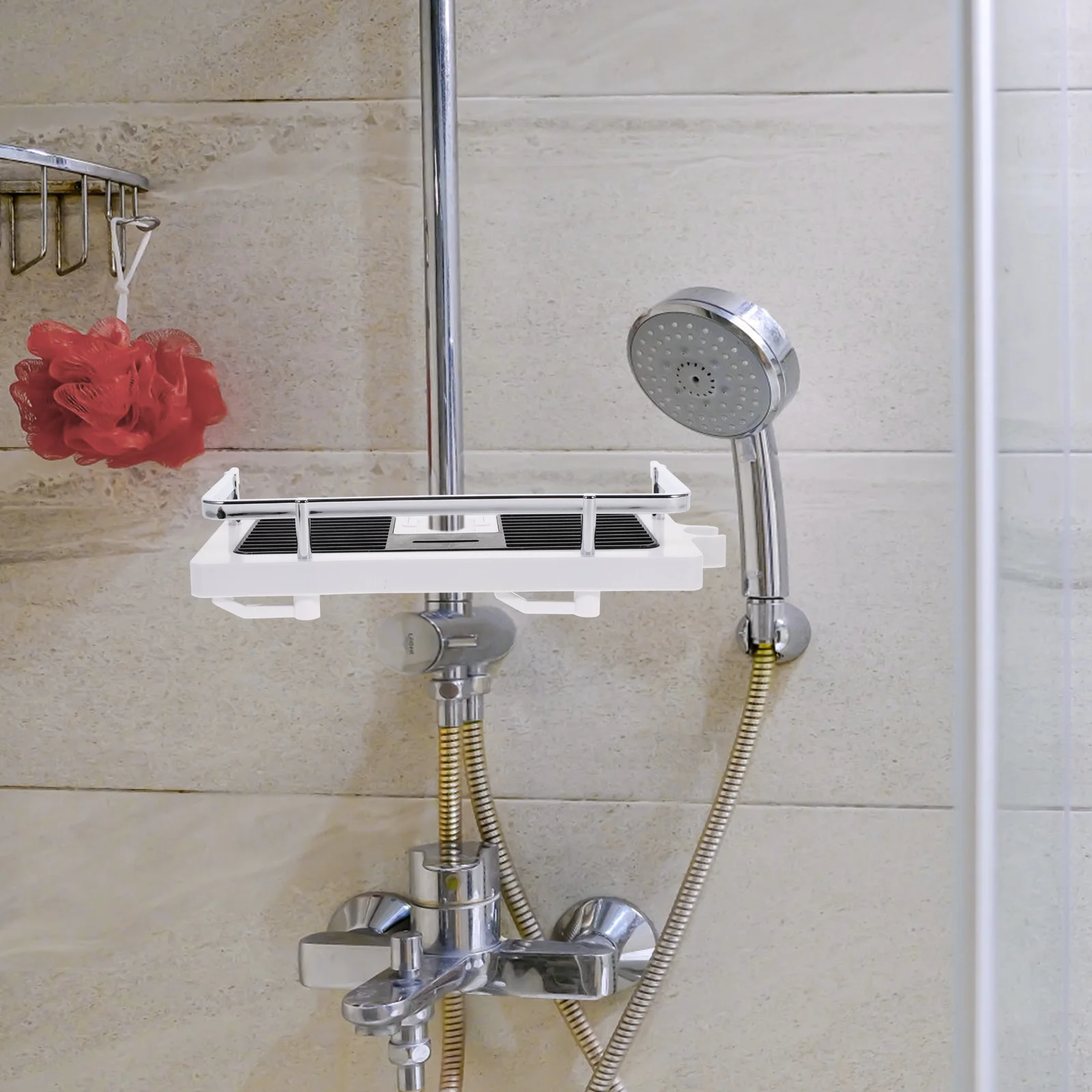 

Wall-Mounted Shower Storage Rack No Shelf Holder Tray Organizer For Bathroom Shower Tray Perforated Free Toilet Storage Rack