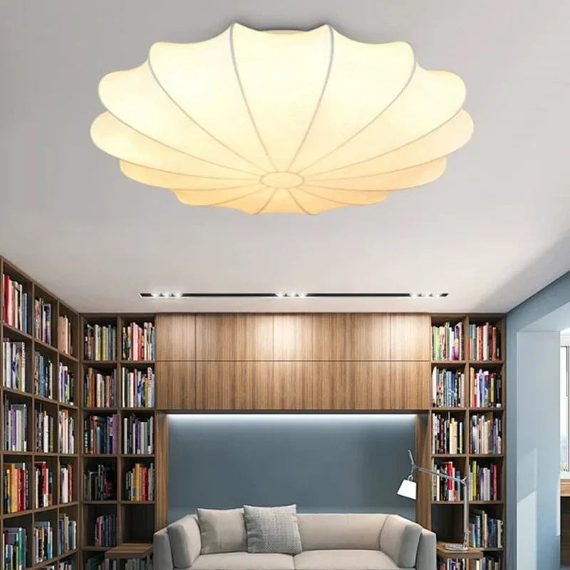 

Nordic Silk Pendant LED Lamp Wabi Sabi Cream Style Pendant Light for Dining Room Living Room Beautiful Flower Hang Lamp