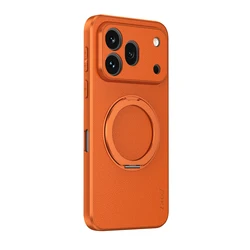 Luxury Premium Soft Goat Skin 360° Rotating Magnetic Stand Case - Shockproof for Honor 600 Pro (Orange)