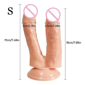 Double Dildos Stimulate Vagina and Anus Huge Penis with Suction Cup Erotic Double Head Phallus Soft Dick Sex Toys for Women 4