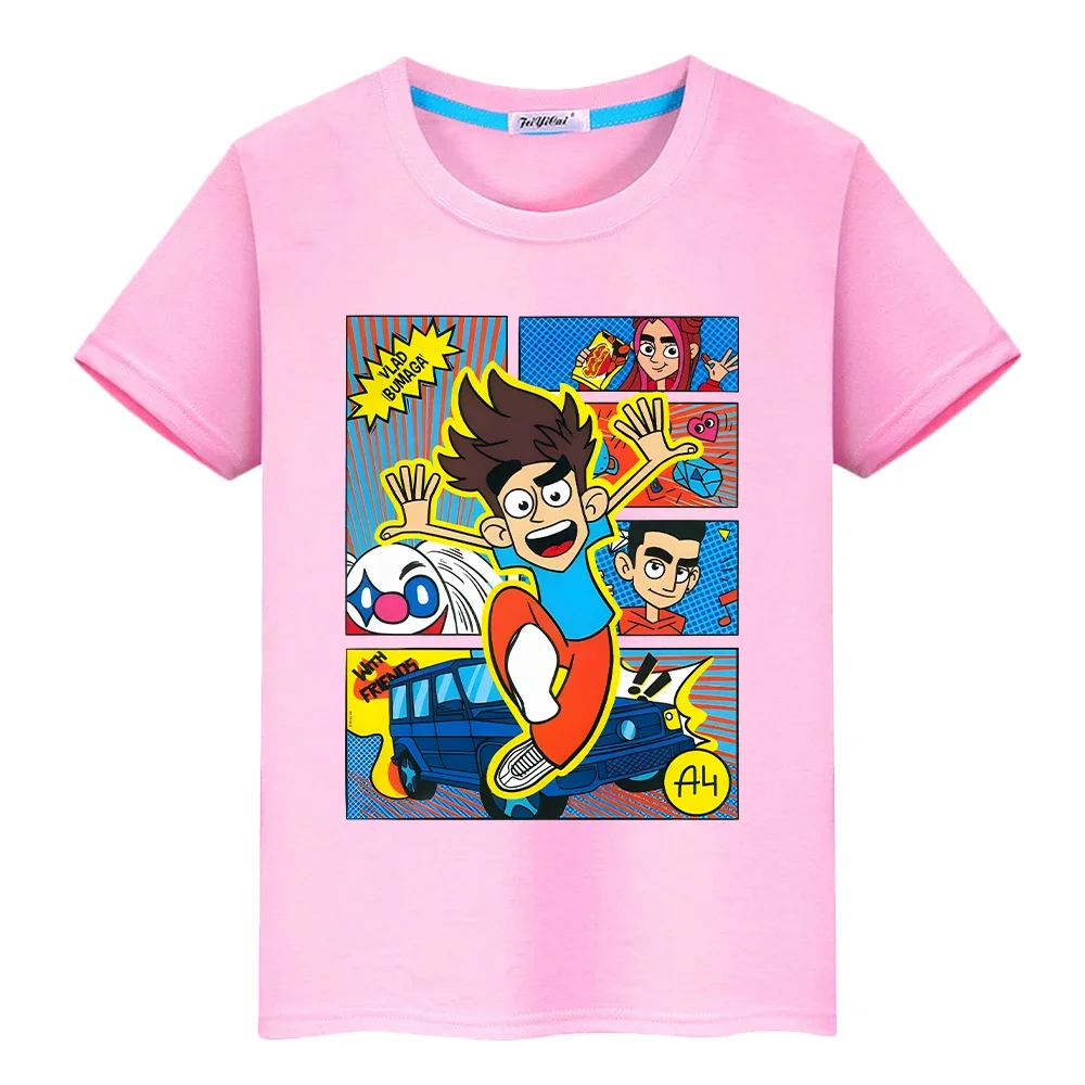 Kawaii Merch A4 Print 100% Cotton T-shirt boys Tops y2k one piece pride tshirt Влад Бумага А4 anime Tees Short kids clothes girl 2