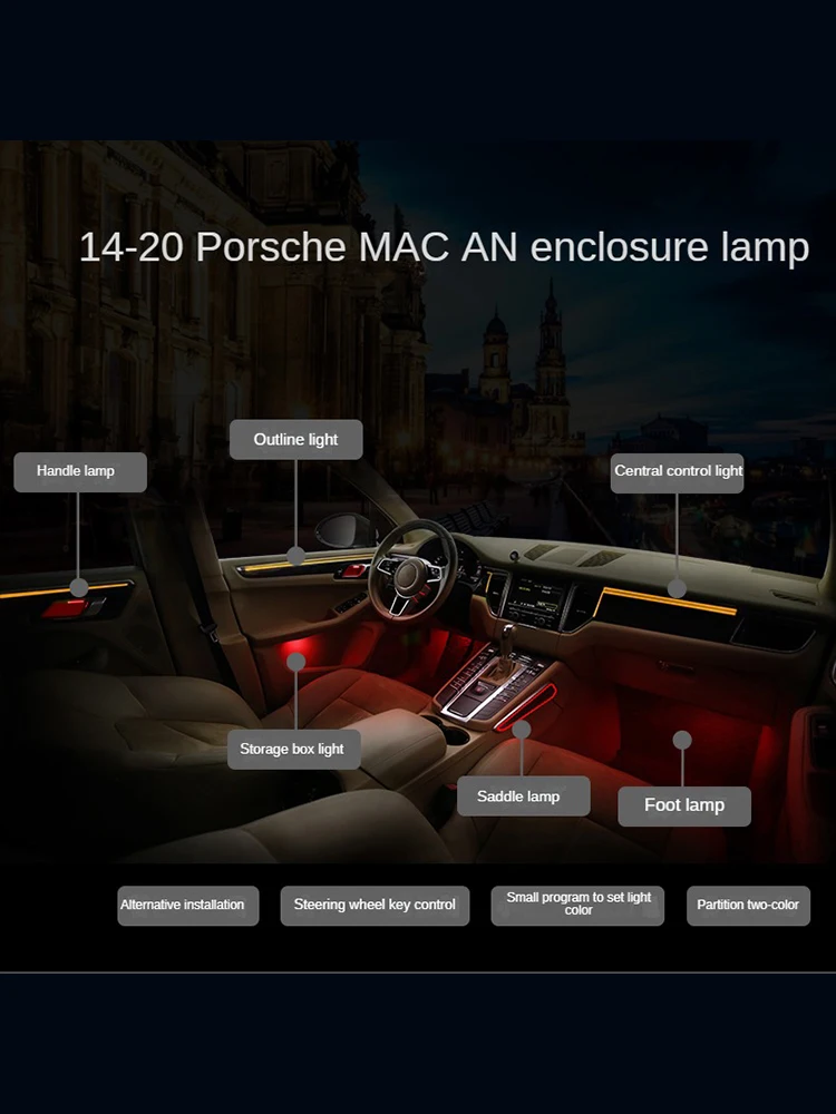 

Suitable for Porsche Macan Dynamic LED Atmosphere Light Welcome Light Modification Carbon Fiber Decorative Panel Illumination