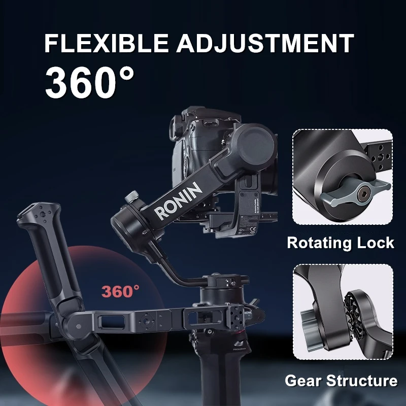 DJI Ronin RS5 RS3 RS4 Pro 짐벌용 핸들 슬링 그립, NATO 클램프 연장 암, 360도 회전 ° 조절 가능한 핸들 스태빌라이저 액세서리
