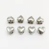Wholesale New 20-200pc/pack 4mm Double Hole Metal Silver Heart Shaped Spring Cord Locks Stopper Sportswear Rope Button Accessory 3