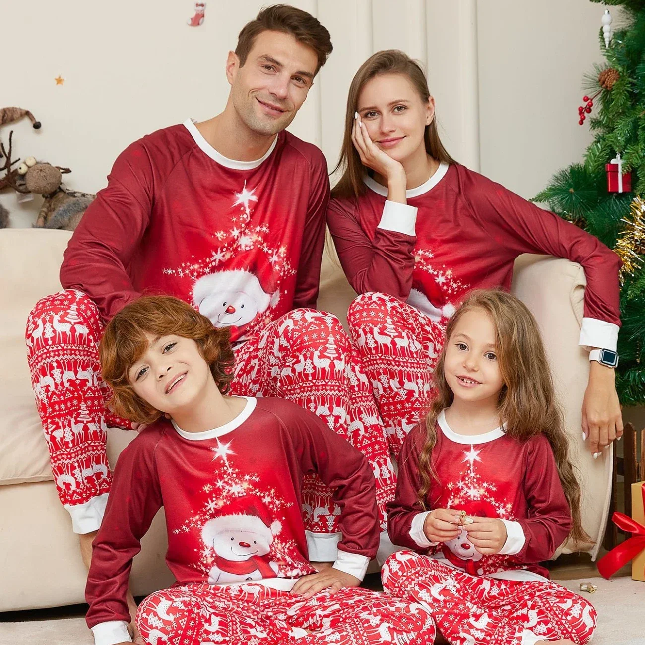 

Christmas Family Matching Outfits Mom Dad Kids 2 Pieces Pajamas Set Baby Rompers Casual Loose Sleepwear Xmas Family Look Pyjamas