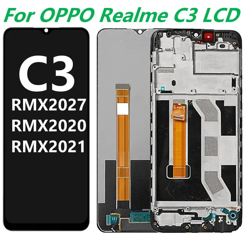 

ЖК-дисплей 6,5 дюйма для OPPO Realme C3, дигитайзер, сенсорный экран, замена для Realme C3 RMX2027 RMX2021 RMX2020, ЖК-дисплей с рамкой