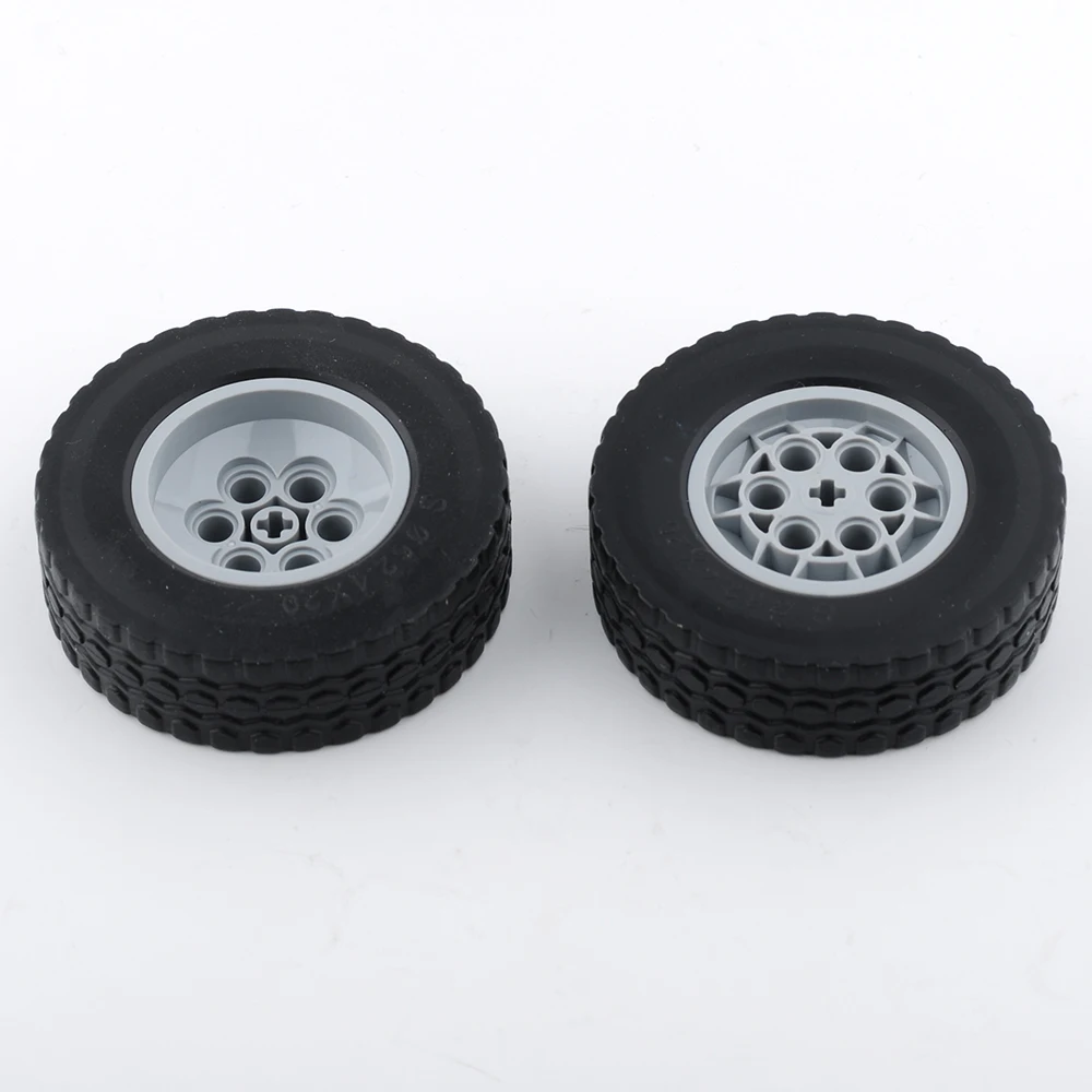 8PCS 62.4*20mm 자동차 바퀴 Moc 빌딩 블록 부품 32019+86652 수정된 조립식 타이어 + 허브 기술 브릭 장난감 액세서리
