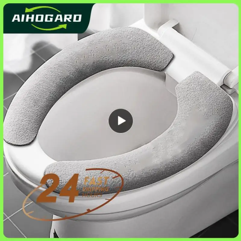 Toilet Seat Cover 2pcs/set Reusable Warm Flannel Washable Seat Filling Bathroom Mat Universal