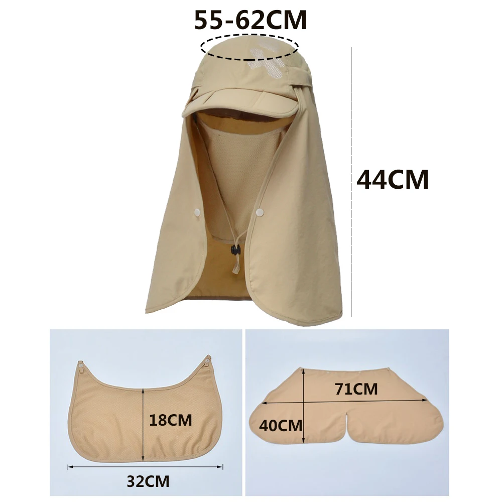 Men Multifunction Baseball Caps With Neck Flap Summer Anti UV Sun Hat Quick Drying Fishing Hat Women Outdoor Foldable Hiking Hat 6