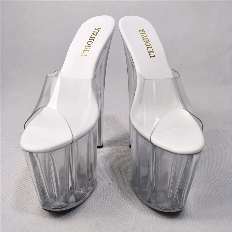 Summer 8 inch transparent heels, gorgeous crystal 20 cm sexy women's shoes, club stage dance shoes
