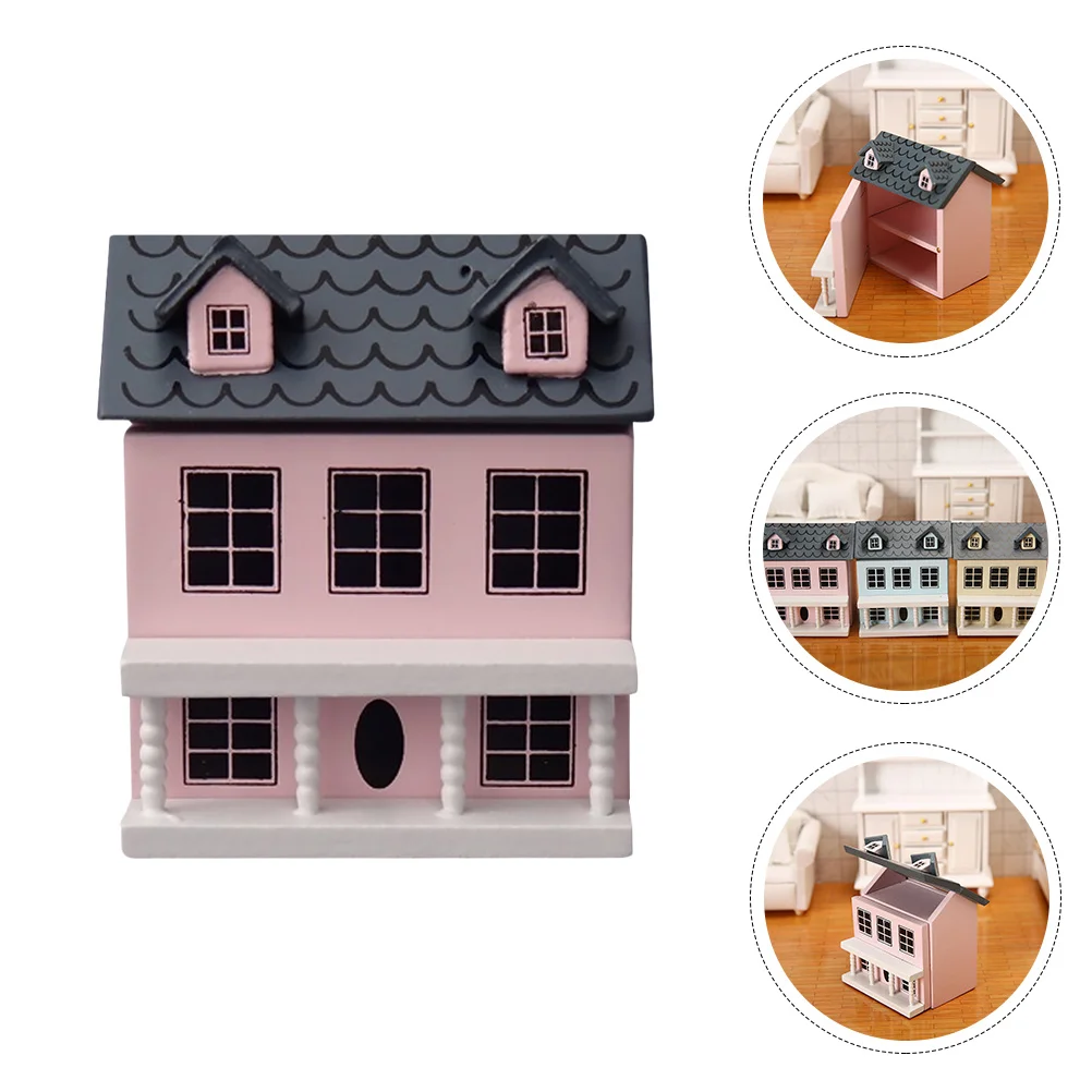 

Villa Small House Miniature Furniture Wooden Crafts Desktop Ornament Model Scene Layout Adornment Tiny Decor Child Homes