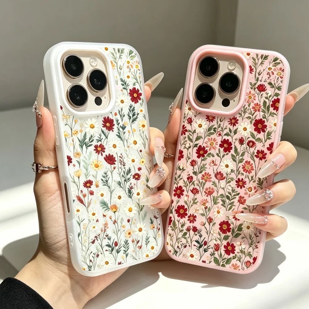 Candy Color Flower Matte Phone Case Cover