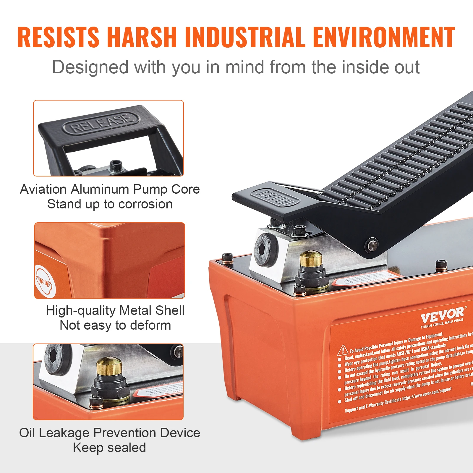 VEVOR Air Hydraulic Pump 10,000 PSI 1/2 Gal Reservoir Foot Actuated Air Treadle for Auto Body Frame Machines and Pulling Post 5