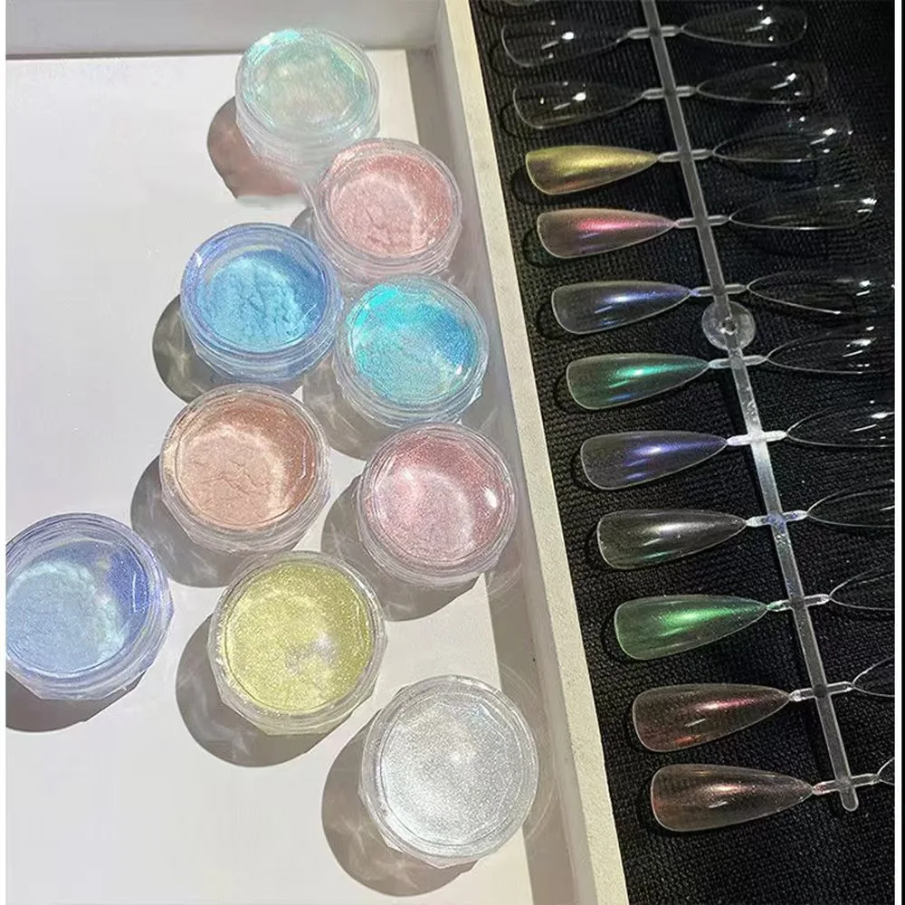 Nail Powder 6 pcs Aurora Metallic Mirror Effect Holographic Chameleon Pigment Nail Gel Oil Paint Dreamy Mermaid